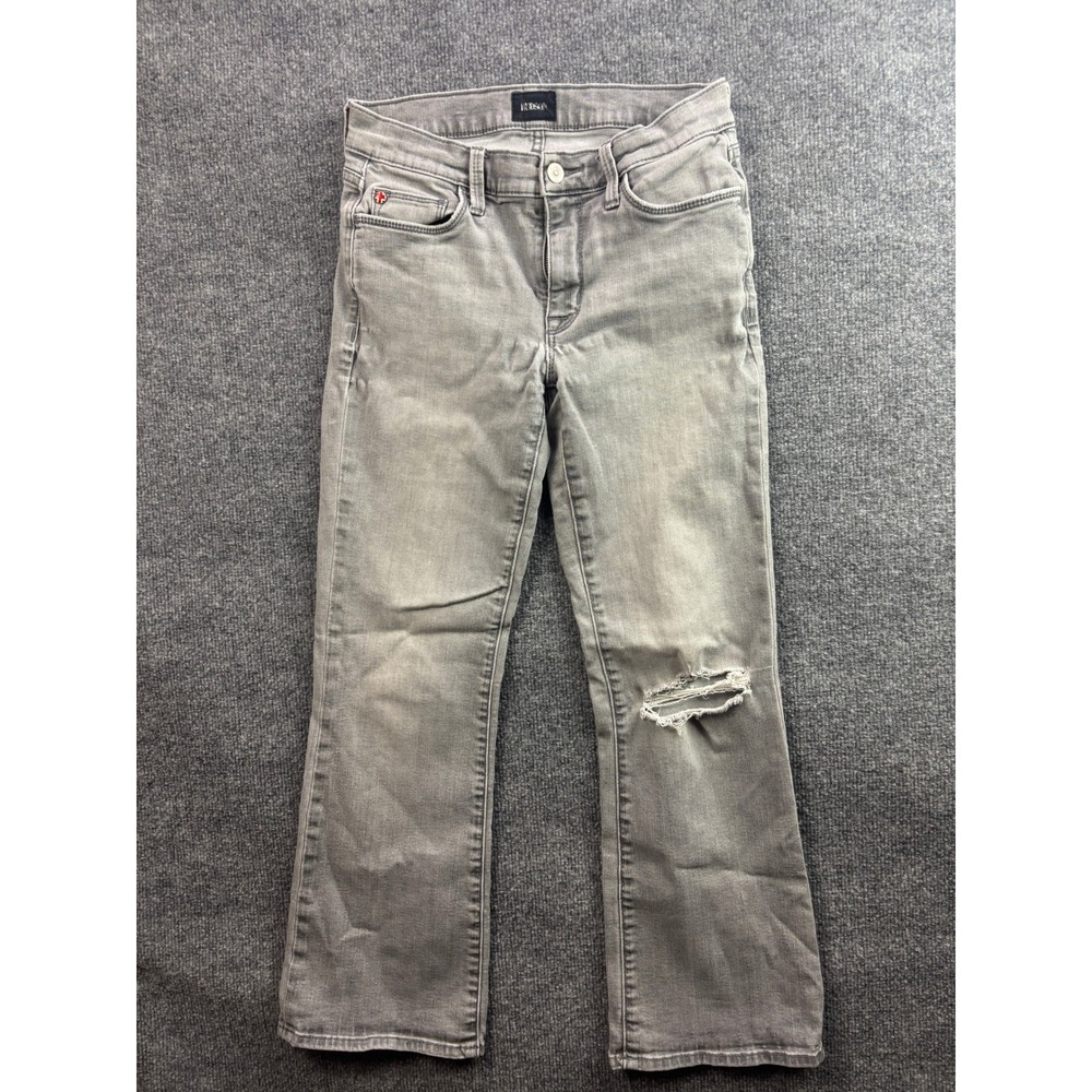 Hudson Natalie Jeans Womens 26 Gray Distressed Ripped Knee Crop Bootcut Denim